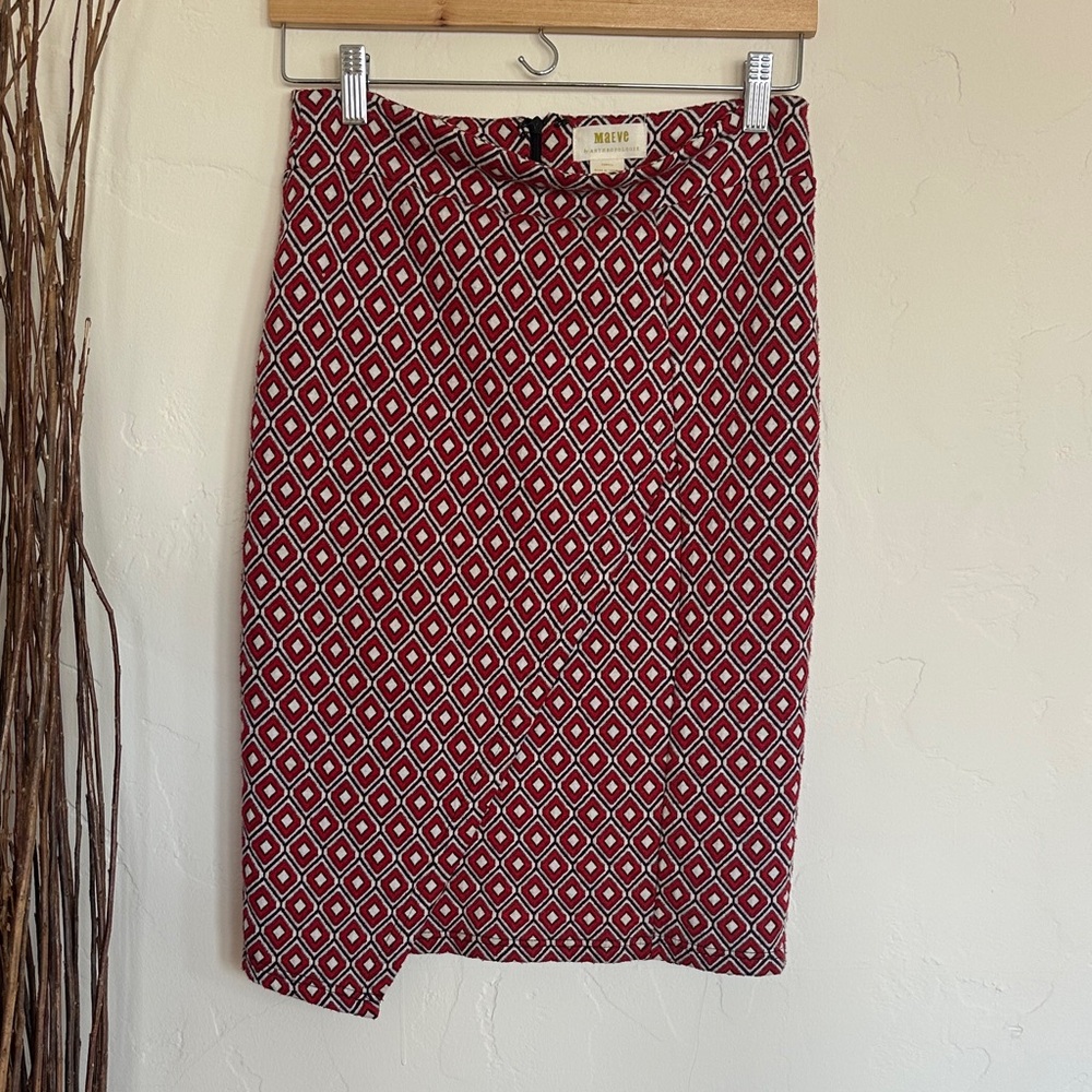 Maeve Burgundy Geometric Pencil Skirt